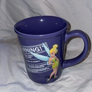 Disney Store TinkerBell Warning Sign Purple Ceramic Mug